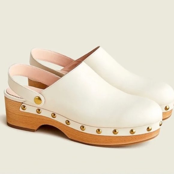 J. Crew Shoes - J.Crew Convertible Leather Clogs cream white BA188 (2021) studded wood 6.5/7